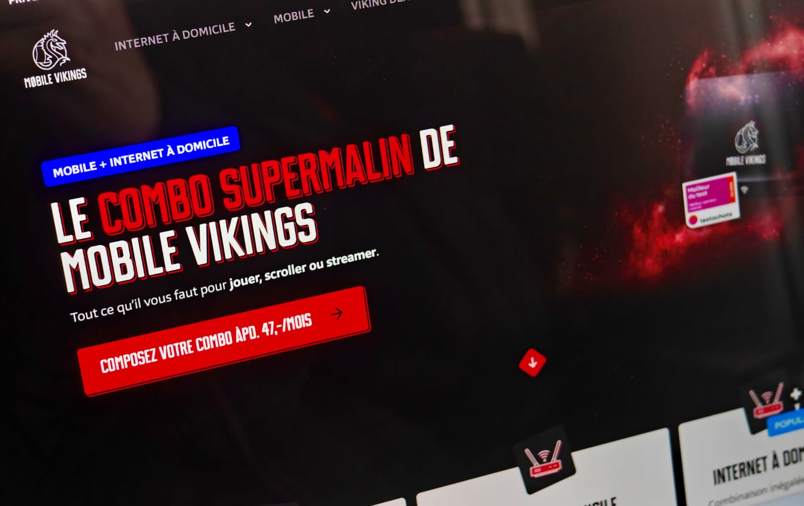 Le site internet de l'opérateur Mobile Vikings.
