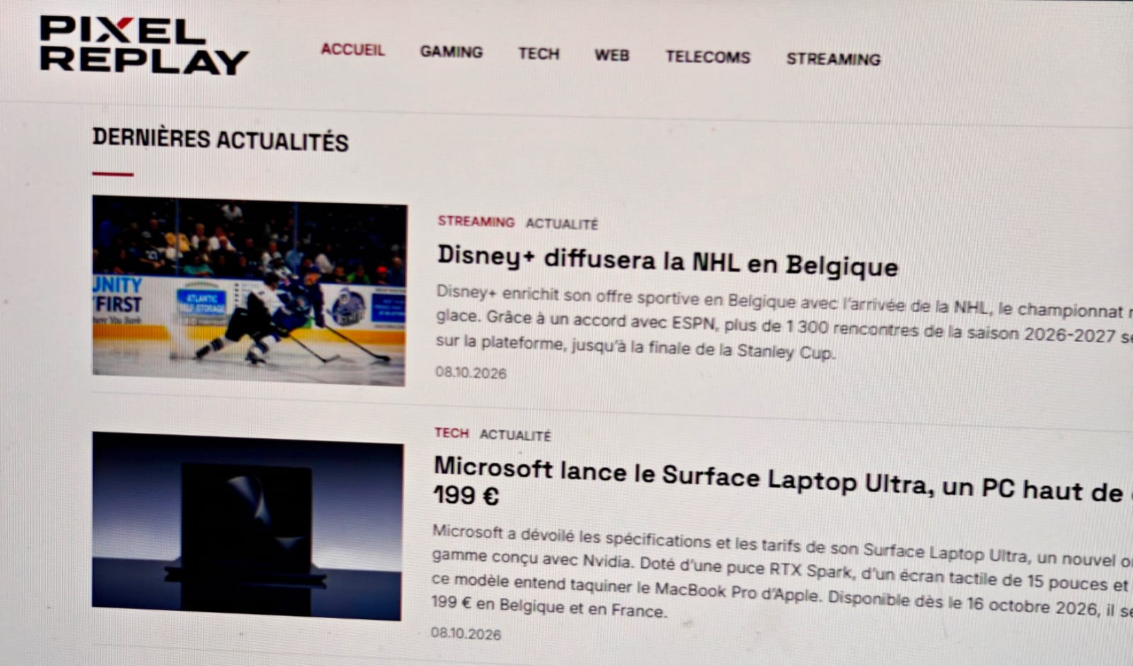 Le site Pixel Replay